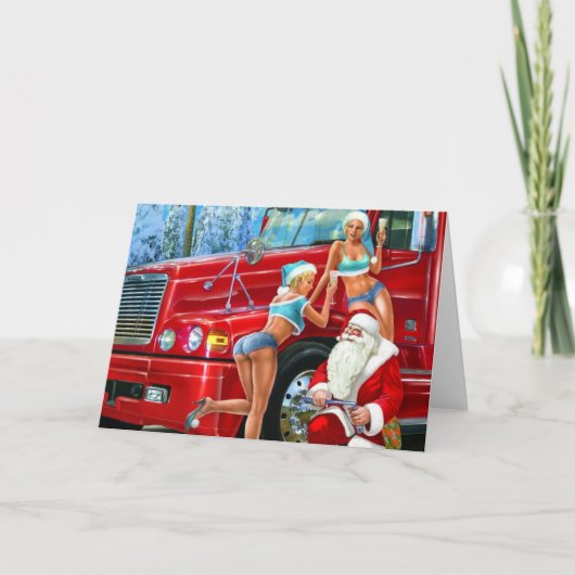 ヴィンテージサンタクロースは及びクリスマスをPin持ち上げます シーズンカード (正面)