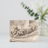 ヴィンテージサンタクロースアンドトナカイイラストレーション シーズンポストカード (スタンド正面)