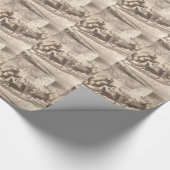 ヴィンテージサンタクロースアンドトナカイイラストレーション ラッピングペーパー (角)