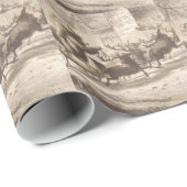 ヴィンテージサンタクロースアンドトナカイイラストレーション ラッピングペーパー (ロールコーナー)