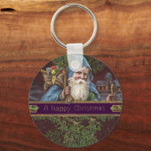 ヴィンテージサンタクロースアートプリント絵画ズ キーホルダー (正面)