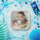 ヴィンテージサンタクロースイラストレーションホリデイ ペーパープレート (パーティー)