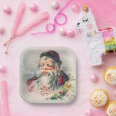 ヴィンテージサンタクロースイラストレーションホリデイ ペーパープレート (パーティー)