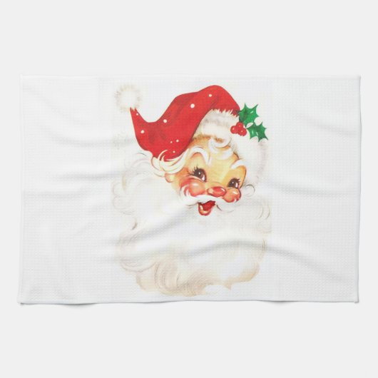 ヴィンテージサンタクロースイラストレーション キッチンタオル (横)