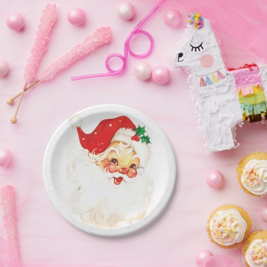 ヴィンテージサンタクロースイラストレーション ペーパープレート (パーティー)