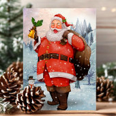 ヴィンテージサンタクロースインザスノーホリデーポストカード シーズンポストカード