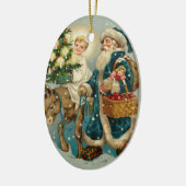 ヴィンテージサンタクロースインブルーオーナメント セラミックオーナメント (左)