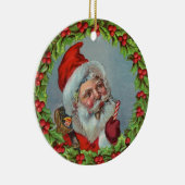 ヴィンテージサンタクロースインリースオーナメント セラミックオーナメント (右)