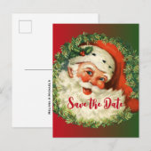 ヴィンテージサンタクロースウィズパインリース インビテーションポストカード (正面/裏面)