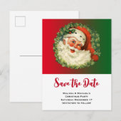 ヴィンテージサンタクロースウィズパインリース インビテーションポストカード (正面/裏面)