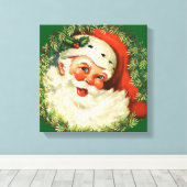 ヴィンテージサンタクロースウィズパインリース キャンバスプリント (インサイチュ (ウッドフロア))