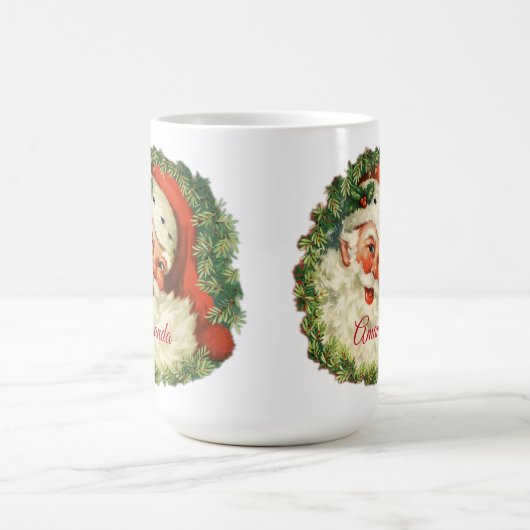 ヴィンテージサンタクロースウィズパインリース コーヒーマグカップ (中央)
