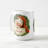 ヴィンテージサンタクロースウィズパインリース コーヒーマグカップ (正面左)