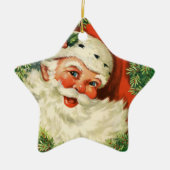 ヴィンテージサンタクロースウィズパインリース セラミックオーナメント (正面)