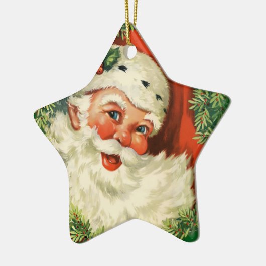 ヴィンテージサンタクロースウィズパインリース セラミックオーナメント (左)