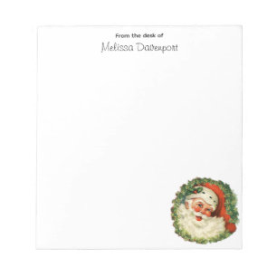 ヴィンテージサンタクロースウィズパインリース ノートパッド