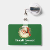 ヴィンテージサンタクロースウィズパインリース バッジ (伸縮クリップ付きの裏面)