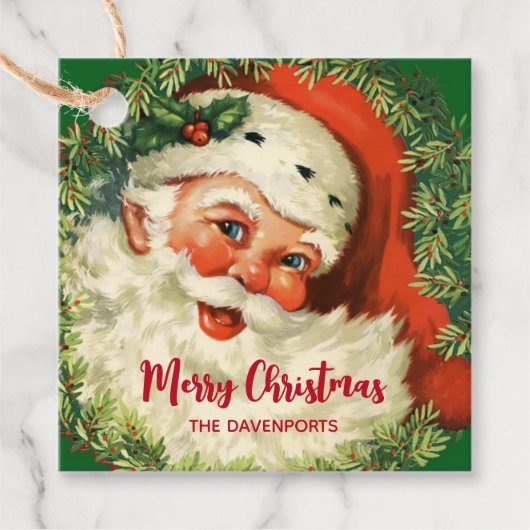 ヴィンテージサンタクロースウィズパインリース フェイバータグ (正面)