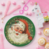 ヴィンテージサンタクロースウィズパインリース ペーパープレート (パーティー)