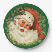 ヴィンテージサンタクロースウィズパインリース ペーパープレート (正面)