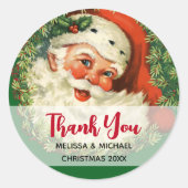 ヴィンテージサンタクロースウィズパインリース ラウンドシール (正面)