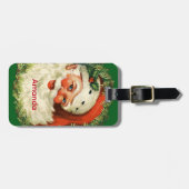 ヴィンテージサンタクロースウィズパインリース ラゲッジタグ (正面横)