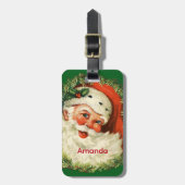 ヴィンテージサンタクロースウィズパインリース ラゲッジタグ (正面縦)