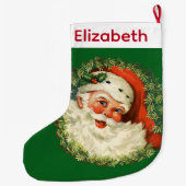ヴィンテージサンタクロースウィズパインリース ラージクリスマスストッキング (裏面)