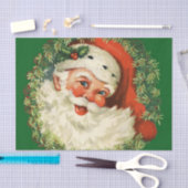 ヴィンテージサンタクロースウィズパインリース 薄葉紙 (クラフト)