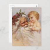 ヴィンテージサンタクロースウィズベビー シーズンポストカード (正面/裏面)