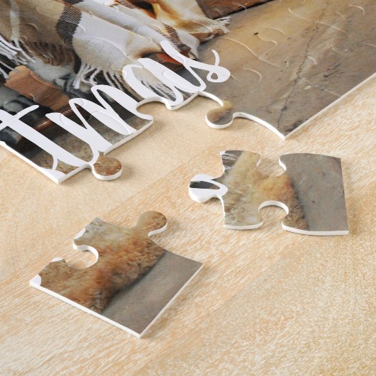 ヴィンテージサンタクロースオプションメリークリスマス文字 ジグソーパズル (側面)