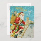 ヴィンテージサンタクロースオンチムニー シーズンポストカード (正面/裏面)