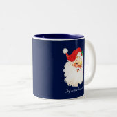 ヴィンテージサンタクロースオンネイビーブルー ツートーンマグカップ (正面右)