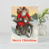 ヴィンテージサンタクロースオンバイクリスマスホリダ シーズンカード (スタンド正面)
