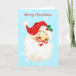 ヴィンテージサンタクロースオンライトブルークリスマスカード シーズンカード