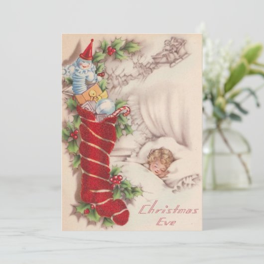 ヴィンテージサンタクロースクリスマスイブストッキング シーズンカード (スタンド正面)