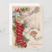 ヴィンテージサンタクロースクリスマスイブストッキング シーズンカード (正面/裏面)