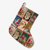 ヴィンテージサンタクロースクリスマスカードガールケープキャット ラージクリスマスストッキング (正面 (吊り時))