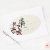 ヴィンテージサンタクロースクリスマスギフトラベルシール 楕円形シール (封筒)