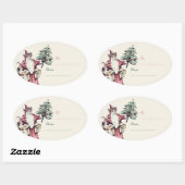 ヴィンテージサンタクロースクリスマスギフトラベルシール 楕円形シール (シート)