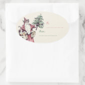 ヴィンテージサンタクロースクリスマスギフトラベルシール 楕円形シール (バッグ)