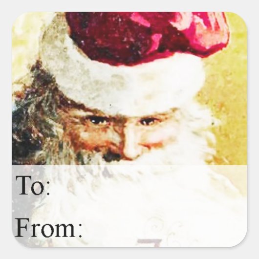 ヴィンテージサンタクロースクリスマスギフトラベル スクエアシール (正面)