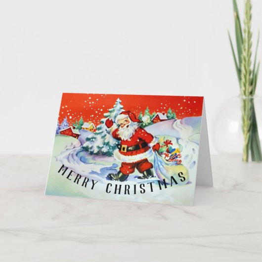 ヴィンテージサンタクロースクリスマスグリーティングカード シーズンカード (正面)