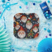 ヴィンテージサンタクロースクリスマスコレクション ペーパープレート (パーティー)