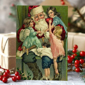 ヴィンテージサンタクロースクリスマスシーン シーズンポストカード