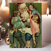 ヴィンテージサンタクロースクリスマスシーン シーズンポストカード