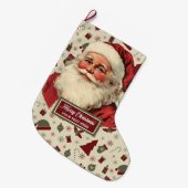 ヴィンテージサンタクロースクリスマスストッキングクラシック ラージクリスマスストッキング (正面 (吊り時))