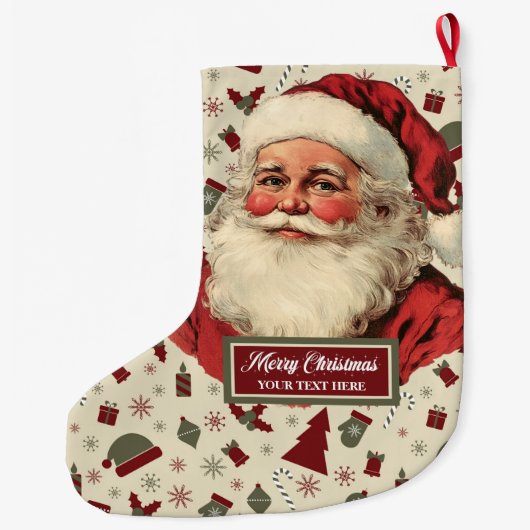 ヴィンテージサンタクロースクリスマスストッキングクラシック ラージクリスマスストッキング (裏面)