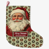 ヴィンテージサンタクロースクリスマスストッキングデザイン ラージクリスマスストッキング (正面)