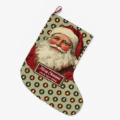 ヴィンテージサンタクロースクリスマスストッキングデザイン ラージクリスマスストッキング (正面 (吊り時))